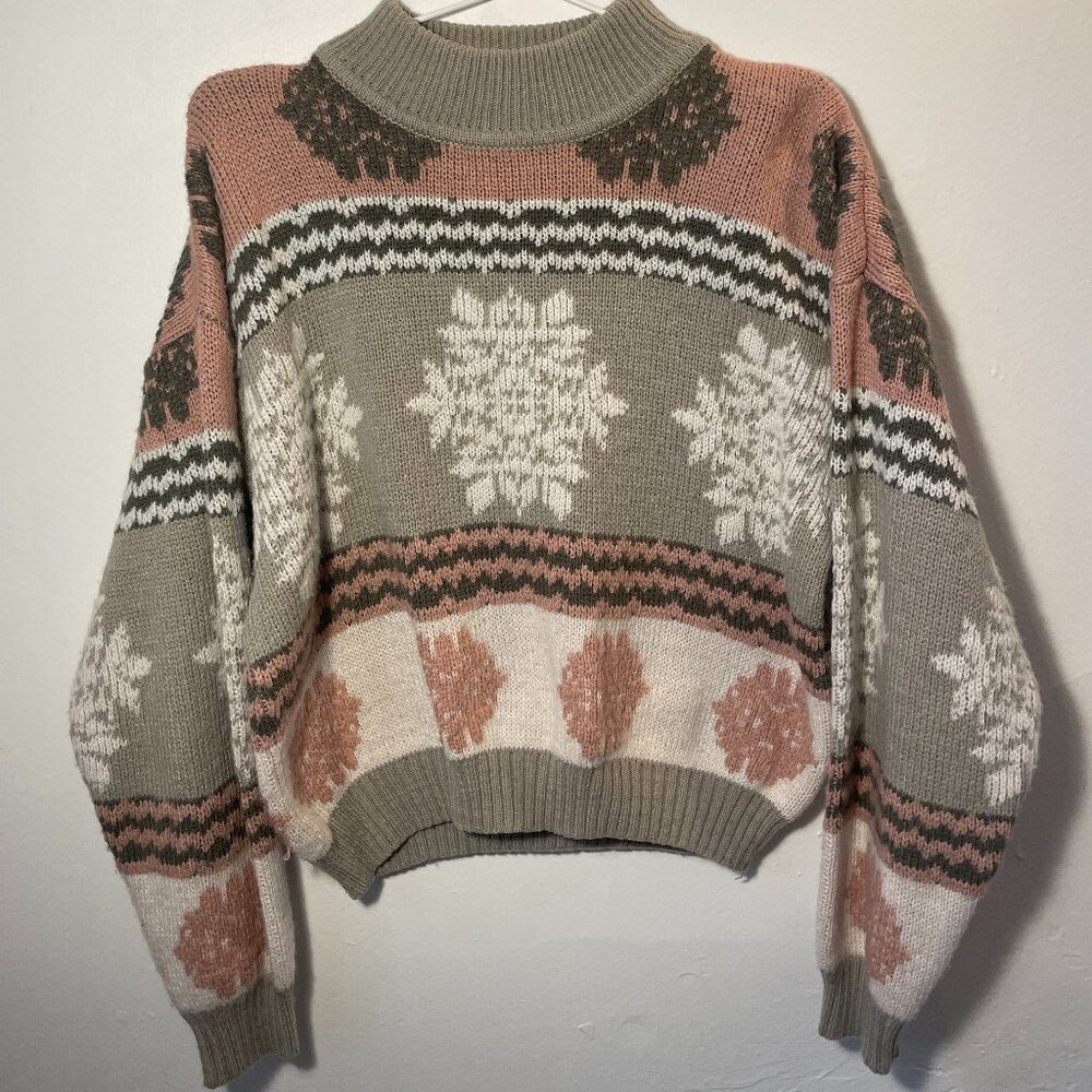 Vintage Tarazzia Acrylic Wool Blend Fair Isle Style Pullover Sweater